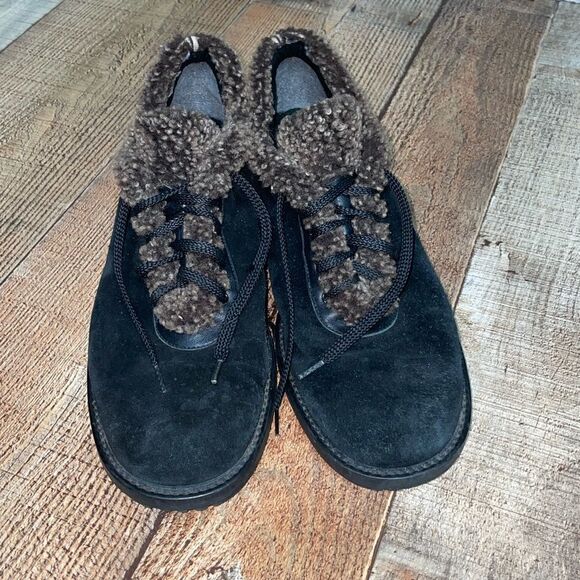 Stuart Weitzman Oxford Shoes Black Suede Faux Fur - Picture 4 of 13